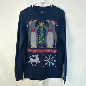 Ugly Christmas Sweater Penguins‎ Christmas Tree Reindeer Snowflakes Mens Medium